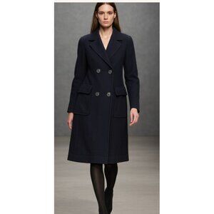 FLEURETTE DOUBLE BREASTED WOOL /Cashmere A-LINE MIDNIGHT LONG JACKET COAT sz 8